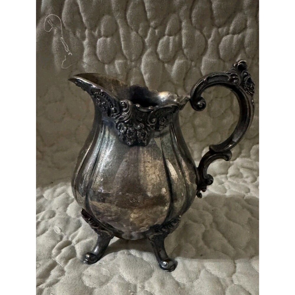 Vintage Wallace Baroque Silverplate Creamer Pitcher Four Footed